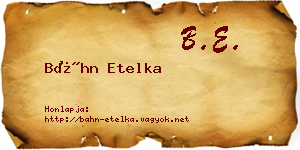 Báhn Etelka névjegykártya